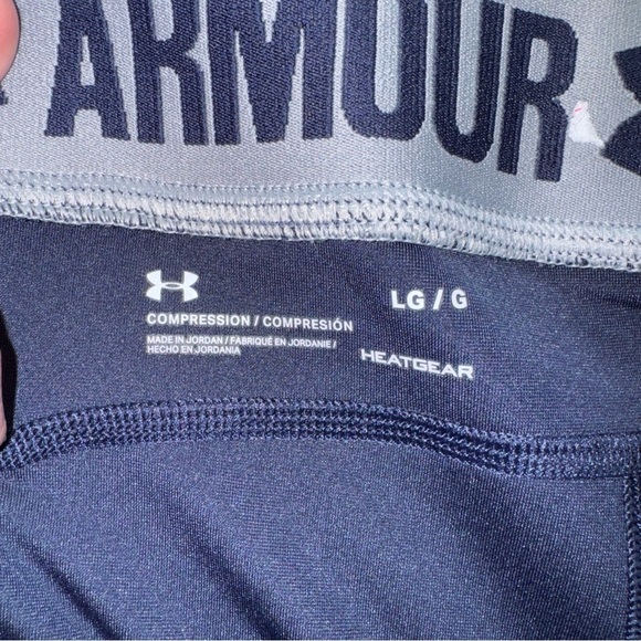 Under Armour Capri Leggings Compression Heat Gear Navy Blue and Gray Size Large - Picture 6 of 9